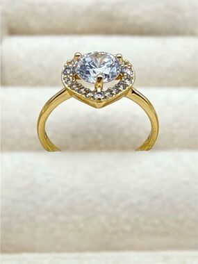 Heart Zirconia Ring 14k Gold Plated Cubic Zirconia